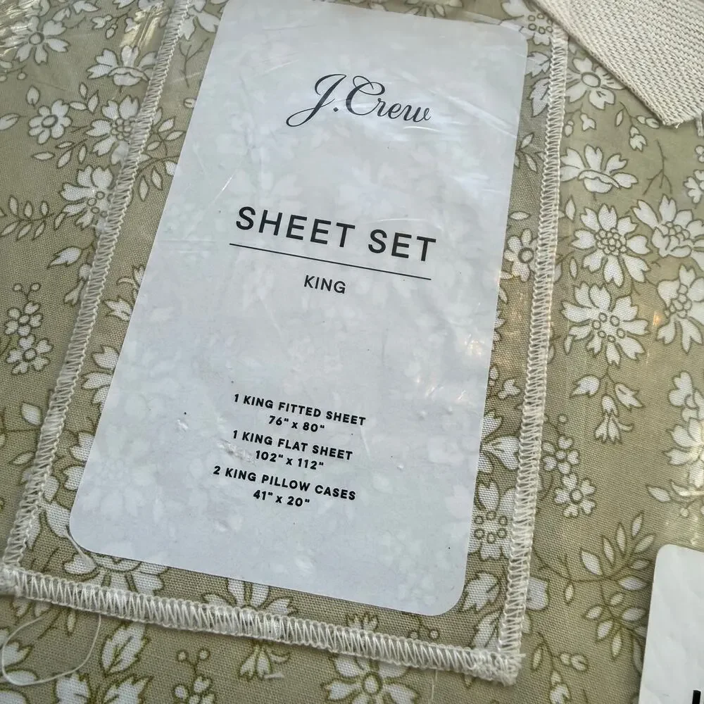 J. Crew NWT Liberty® Capel Floral Fabric Limited-edition King Sheet Set Green